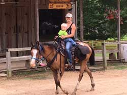 Woman and child riding